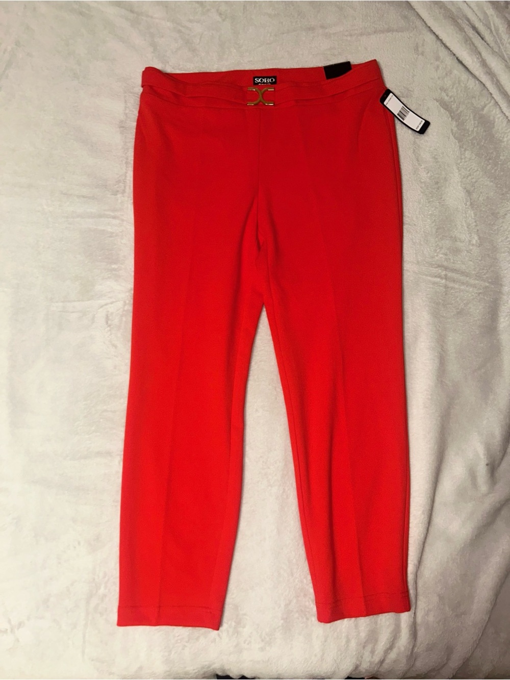Soho Women's Bright Red Ankle Ponte Pants